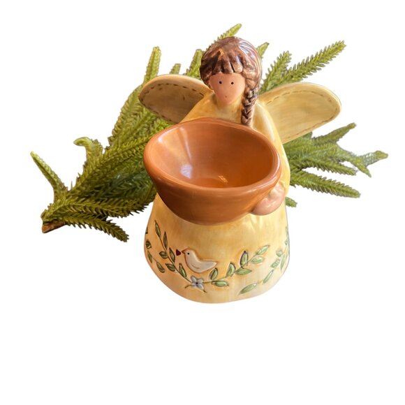 RUSS BERRIE Handpainted Angel Scented Wax Warmer or Candle Holder Vintage Dove - Picture 3 of 11